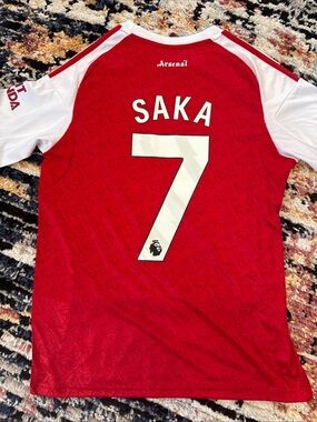 Bukayo Saka #7 Men's Red Soccer Jersey Small